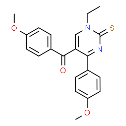 ChemSpider 2D Image | [1-Ethyl-4-(4-methoxyphenyl)-2-thioxo-1,2-dihydro-5-pyrimidinyl](4-methoxyphenyl)methanone | C21H20N2O3S