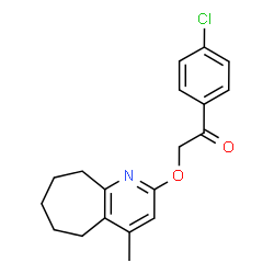 ChemSpider 2D Image | 1-(4-Chlorophenyl)-2-[(4-methyl-6,7,8,9-tetrahydro-5H-cyclohepta[b]pyridin-2-yl)oxy]ethanone | C19H20ClNO2