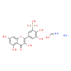 ChemSpider 2D Image | 2,3-Dihydroxy-5-(3,5,7-trihydroxy-4-oxo-4H-chromen-2-yl)benzenesulfonic acid - formamide ammoniate (1:1:1) | C16H16N2O11S