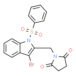ChemSpider 2D Image | 1-{[3-Bromo-1-(phenylsulfonyl)-1H-indol-2-yl]methyl}-2,5-pyrrolidinedione | C19H15BrN2O4S