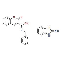 ChemSpider 2D Image | N-Benzyl-2-oxo-2H-chromene-3-carboxamide - 1,3-benzothiazol-2-amine (1:1) | C24H19N3O3S