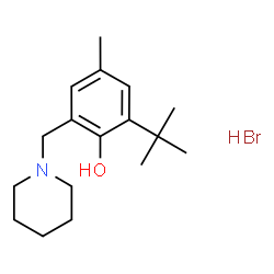 ChemSpider 2D Image | 4-Methyl-2-(2-methyl-2-propanyl)-6-(1-piperidinylmethyl)phenol hydrobromide (1:1) | C17H28BrNO