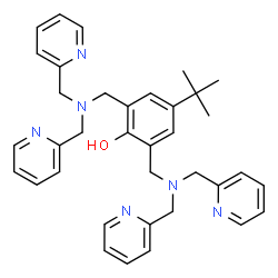 ChemSpider 2D Image | 2,6-Bis{[bis(2-pyridinylmethyl)amino]methyl}-4-(2-methyl-2-propanyl)phenol | C36H40N6O