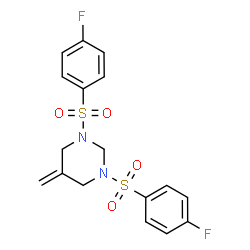 ChemSpider 2D Image | 1,3-Bis[(4-fluorophenyl)sulfonyl]-5-methylenehexahydropyrimidine | C17H16F2N2O4S2