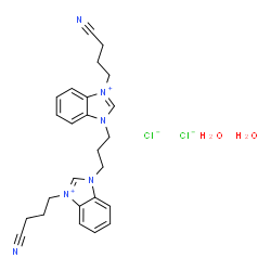 ChemSpider 2D Image | 1,1'-(1,3-Propanediyl)bis[3-(3-cyanopropyl)-1H-benzimidazol-3-ium] chloride hydrate (1:2:2) | C25H32Cl2N6O2