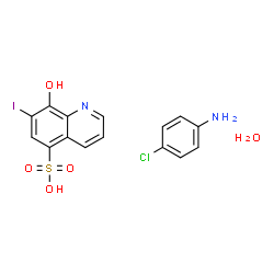 ChemSpider 2D Image | 8-Hydroxy-7-iodo-5-quinolinesulfonic acid - 4-chloroaniline hydrate (1:1:1) | C15H14ClIN2O5S
