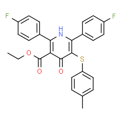 ChemSpider 2D Image | Ethyl 2,6-bis(4-fluorophenyl)-5-[(4-methylphenyl)sulfanyl]-4-oxo-1,4-dihydro-3-pyridinecarboxylate | C27H21F2NO3S