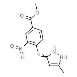 ChemSpider 2D Image | methyl 4-((5-methyl-1H-pyrazol-3-yl)amino)-3-nitrobenzoate | C12H12N4O4