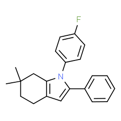 ChemSpider 2D Image | 1-(4-Fluorophenyl)-6,6-dimethyl-2-phenyl-4,5,6,7-tetrahydro-1H-indole | C22H22FN