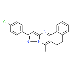 ChemSpider 2D Image | 10-(4-Chlorophenyl)-7-methyl-5,6-dihydrobenzo[h]pyrazolo[5,1-b]quinazoline | C21H16ClN3