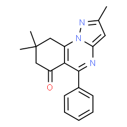 ChemSpider 2D Image | 2,8,8-Trimethyl-5-phenyl-8,9-dihydropyrazolo[1,5-a]quinazolin-6(7H)-one | C19H19N3O