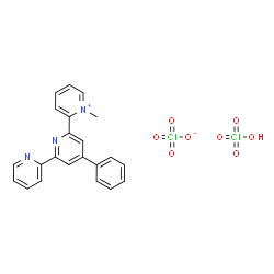 ChemSpider 2D Image | 1-Methyl-2-(4-phenyl-2,2'-bipyridin-6-yl)pyridinium perchlorate - perchloric acid (1:1:1) | C22H19Cl2N3O8