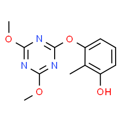 ChemSpider 2D Image | 3-[(4,6-Dimethoxy-1,3,5-triazin-2-yl)oxy]-2-methylphenol | C12H13N3O4