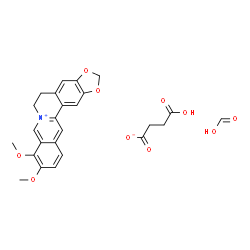 ChemSpider 2D Image | 9,10-Dimethoxy-5,6-dihydro[1,3]dioxolo[4,5-g]isoquinolino[3,2-a]isoquinolin-7-ium 3-carboxypropanoate - formic acid (1:1:1) | C25H25NO10