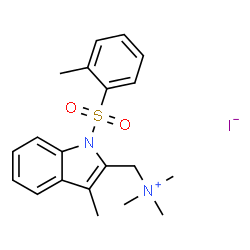 ChemSpider 2D Image | N,N,N-Trimethyl{3-methyl-1-[(2-methylphenyl)sulfonyl]-1H-indol-2-yl}methanaminium iodide | C20H25IN2O2S