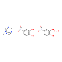 ChemSpider 2D Image | 4-Nitro-1,2-benzenediol - 1,3,5,7-tetraazatricyclo[3.3.1.1~3,7~]decane hydrate (2:1:1) | C18H24N6O9