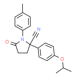ChemSpider 2D Image | 2-(4-Isopropoxyphenyl)-1-(4-methylphenyl)-5-oxo-2-pyrrolidinecarbonitrile | C21H22N2O2