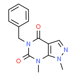 ChemSpider 2D Image | 5-Benzyl-1,7-dimethyl-1H-pyrazolo[3,4-d]pyrimidine-4,6(5H,7H)-dione | C14H14N4O2
