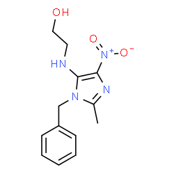 ChemSpider 2D Image | 2-(3-Benzyl-2-methyl-5-nitro-3H-imidazol-4-ylamino)-ethanol | C13H16N4O3