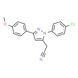 ChemSpider 2D Image | [1-(4-Chlorophenyl)-3-(4-methoxyphenyl)-1H-pyrazol-5-yl]acetonitrile | C18H14ClN3O
