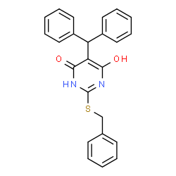 ChemSpider 2D Image | 5-benzhydryl-2-(benzylthio)-6-hydroxypyrimidin-4(3H)-one | C24H20N2O2S