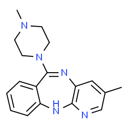 ChemSpider 2D Image | 3-Methyl-6-(4-methyl-1-piperazinyl)-11H-pyrido[2,3-b][1,4]benzodiazepine | C18H21N5