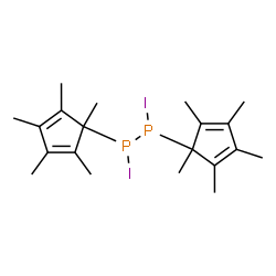 ChemSpider 2D Image | 1,2-Diiodo-1,2-bis(1,2,3,4,5-pentamethyl-2,4-cyclopentadien-1-yl)diphosphane | C20H30I2P2