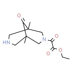 ChemSpider 2D Image | Ethyl (1,5-dimethyl-9-oxo-3,7-diazabicyclo[3.3.1]non-3-yl)(oxo)acetate | C13H20N2O4