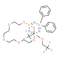 ChemSpider 2D Image | 17,17-Diphenyl-1,15-bis(2,2,2-trifluoroethoxy)-2,5,8,11,14-pentaoxa-16,18,19-triaza-1lambda~5~,15lambda~5~,17lambda~5~-triphosphabicyclo[13.3.1]nonadeca-1(19),15,17-triene | C24H30F6N3O7P3