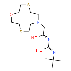 ChemSpider 2D Image | N-[(2-Methyl-2-propanyl)carbamoyl]-2-(1-oxa-4,10-dithia-7-azacyclododecan-7-yl)acetamide | C15H29N3O3S2