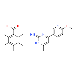 ChemSpider 2D Image | Pentamethylbenzoic acid - 4-(6-methoxy-3-pyridinyl)-6-methyl-2-pyrimidinamine (1:1) | C23H28N4O3