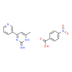 ChemSpider 2D Image | 4-Nitrobenzoic acid - 4-methyl-6-(3-pyridinyl)-2-pyrimidinamine (1:1) | C17H15N5O4