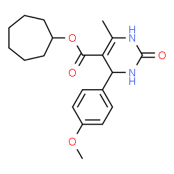 ChemSpider 2D Image | Cycloheptyl 4-(4-methoxyphenyl)-6-methyl-2-oxo-1,2,3,4-tetrahydro-5-pyrimidinecarboxylate | C20H26N2O4