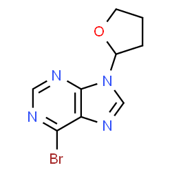 ChemSpider 2D Image | 6-Bromo-9-(tetrahydro-2-furanyl)-9H-purine | C9H9BrN4O