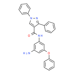 ChemSpider 2D Image | N-(3-Amino-5-phenoxyphenyl)-1,3-diphenyl-1H-pyrazole-4-carboxamide | C28H22N4O2