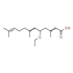 ChemSpider 2D Image | 5-Ethoxy-3,7,11-trimethyl-2,6,10-dodecatrienoic acid | C17H28O3