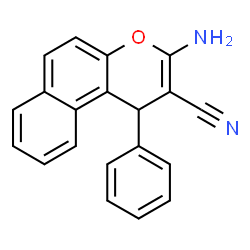 ChemSpider 2D Image | 3-Amino-1-phenyl-1H-benzo[f]chromene-2-carbonitrile | C20H14N2O