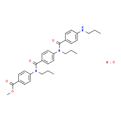 ChemSpider 2D Image | Methyl 4-[propyl(4-{propyl[4-(propylamino)benzoyl]amino}benzoyl)amino]benzoate hydrate (1:1) | C31H39N3O5