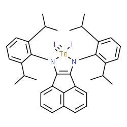 ChemSpider 2D Image | 7,9-Bis(2,6-diisopropylphenyl)-8-(lambda~3~-iodanylidyne)-8-iodo-8,9-dihydro-7H-8lambda~6~-acenaphtho[1,2-c][1,2,5]telluradiazole | C36H40I2N2Te