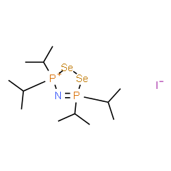 ChemSpider 2D Image | 3,3,5,5-tetraisopropyl-1,2-diselena-4-aza-3$l^{5}-phospha-5-phosphoniacyclopent-3-ene iodide | C12H28INP2Se2