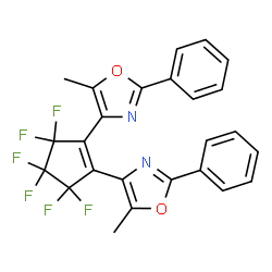 ChemSpider 2D Image | 4-[3,3,4,4,5,5-hexafluoro-2-(5-methyl-2-phenyl-oxazol-4-yl)-1-cyclopentenyl]-5-methyl-2-phenyl-oxazole | C25H16F6N2O2