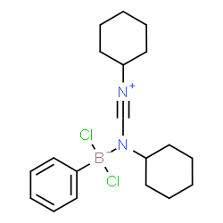 ChemSpider 2D Image | dichloro-(cyclohexyl-(cyclohexylazaniumylidynemethyl)amino)-phenyl-boron | C19H27BCl2N2