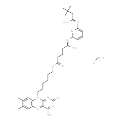 ChemSpider 2D Image | dichloromethane; N-[6-[[1-hydroxy-5-[6-(4-hydroxy-7,8-dimethyl-2-oxo-benzo[g]pteridin-10-yl)hexoxy]-5-oxo-pentylidene]amino]-2-pyridyl]-3,3-dimethyl-butanimidic acid | C35H45Cl2N7O6