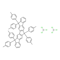 ChemSpider 2D Image | 6,6,12,12,15,15-Hexakis(4-methylphenyl)-12,15-dihydro-6H-diindeno[1,2-b:2',1'-h]fluorene - chloroform (1:2) | C71H56Cl6