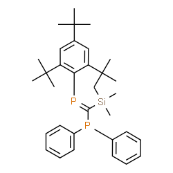 ChemSpider 2D Image | Diphenyl[(trimethylsilyl){[2,4,6-tris(2-methyl-2-propanyl)phenyl]phosphinidene}methyl]phosphine | C34H48P2Si