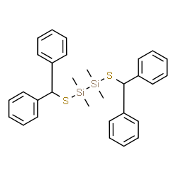 ChemSpider 2D Image | 1,2-Bis[(diphenylmethyl)sulfanyl]-1,1,2,2-tetramethyldisilane | C30H34S2Si2