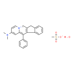 ChemSpider 2D Image | 2-(Dimethylamino)-12-phenyl-7H-indeno[1,2-b]quinolizinium methanesulfonate hydrate (1:1:1) | C25H26N2O4S