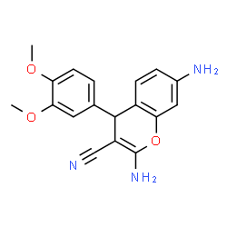 ChemSpider 2D Image | 2,7-Diamino-4-(3,4-dimethoxyphenyl)-4H-chromene-3-carbonitrile | C18H17N3O3