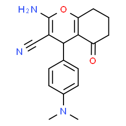 ChemSpider 2D Image | 2-Amino-4-[4-(dimethylamino)phenyl]-5-oxo-5,6,7,8-tetrahydro-4H-chromene-3-carbonitrile | C18H19N3O2