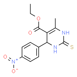 ChemSpider 2D Image | Ethyl 6-methyl-4-(4-nitrophenyl)-2-thioxo-1,2,3,4-tetrahydro-5-pyrimidinecarboxylate | C14H15N3O4S